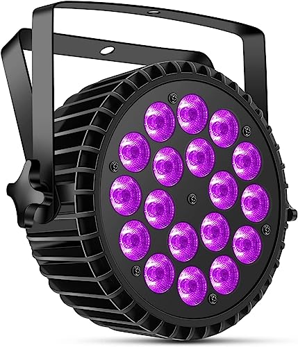 UKfog 200 W 18 LED Par UV+RGB Luz de Escenario, DMX512, Discoteca, Fiesta, 8 Canales, Modo Estroboscópico/Sonido/Activo, Efecto DJ Para Espectáculos, Bares