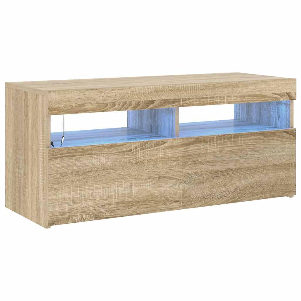 vidaXL Mueble de TV con Luces LED Roble Sonoma 90x35x40 cm