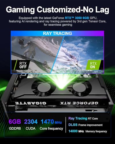 Mini Gaming PC 8k RTX3050 (6G GDDR6), Core i7 13700H 14C/20T Micro PC Gaming Computer Win11 Pro, 2x HD + 2x DP Quad Display, WiFi 6, BT5.2, 13Th Mini PC i7 64GB DDR4 512GB NVME SSD - PC Desktop - Immagine 4