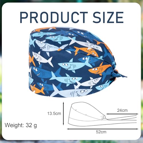 THXFUNAREA Verstellbare Arbeitskappen,OP Hauben Stoff Krankenschwester,OP hauben Damen/Herren,Krankenschwester Zubehör für Ärzten, Krankenschwestern, Zahnärzten, Pharmazeuten, Tierärzten (Blau)