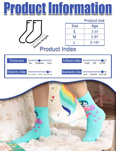 Image of Anlisim Girls Socks Cute Animal Pattern Cartoon Novelty Fashion Soft Cotton Socks 6 Pairs