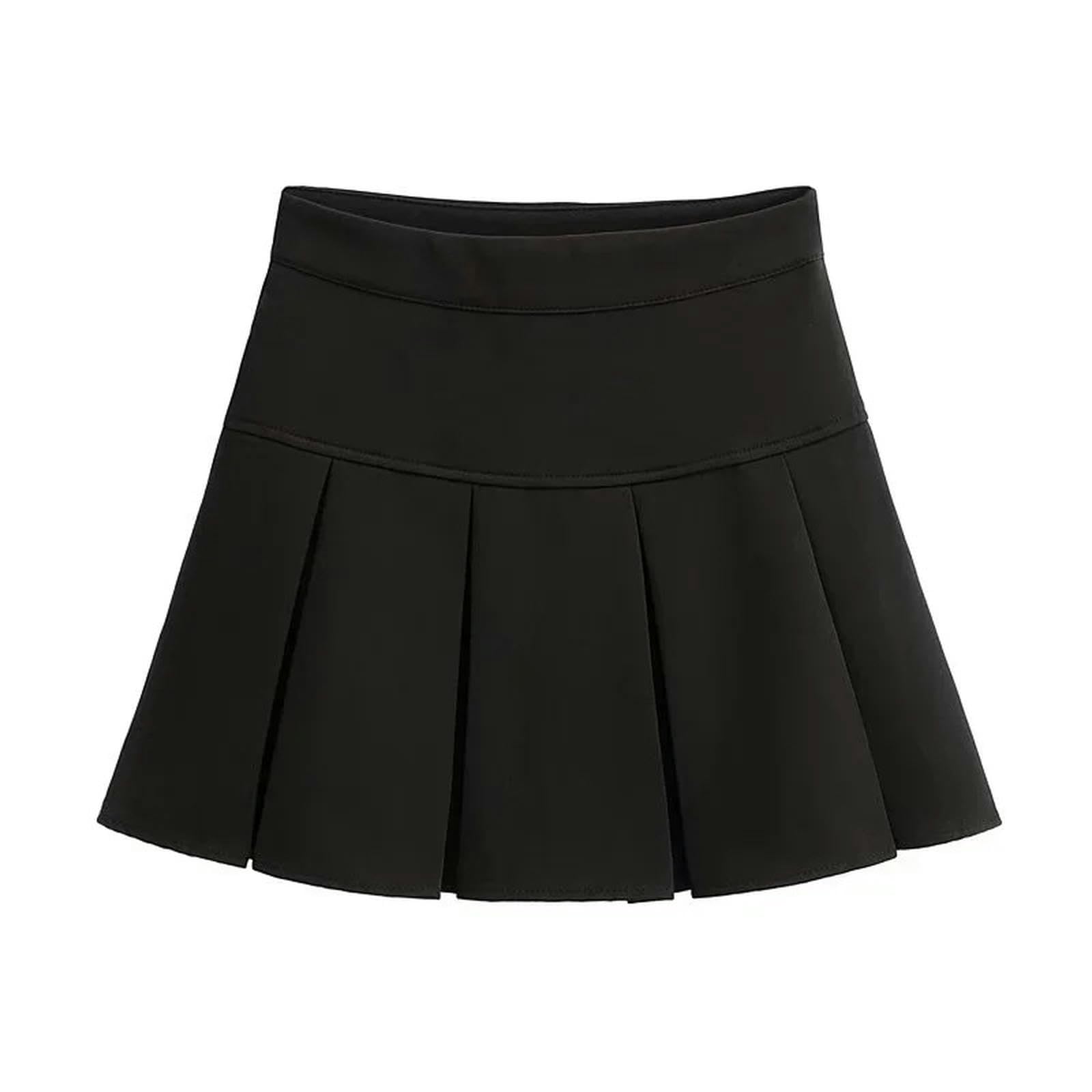 Jupe plissée taille haute anti-froissement jupe courte noire confortable
