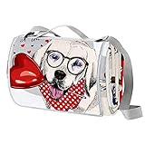 TIZORAX Rote Punkte Schal Doggy Bite Heart Ballon Picknickdecke Wasserdicht Outdoor Decke Faltbare Picknick Praktische Matte Tragetasche für Strand Camping Wandern