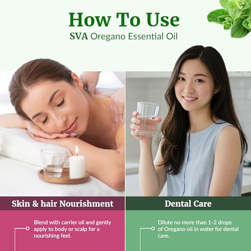 Image of SVA Oregano Essential Oil, Huge Bottle, Large Size, 16 Fl Oz (473 ml) | Oregano Oil for Oral Care, Diffuser, Humidifier, Body Massage, Home Fragrance, Soap Making, Candle Making & DIY Projects