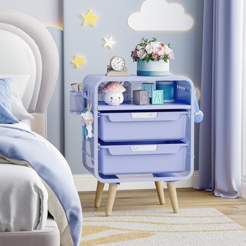 Blue-NightstandCute-End-Table-with-Storage-Drawer-Bedside-Table-Small-Blue-Bedroom-FurnitureKids-Nightstand-for-Living-Room-DormOfficeBlue Blue NightstandCute End Table with Storage Drawer Bedside Table Small Blue Bedroom FurnitureKids Nightstand for Living Room DormOfficeBlue