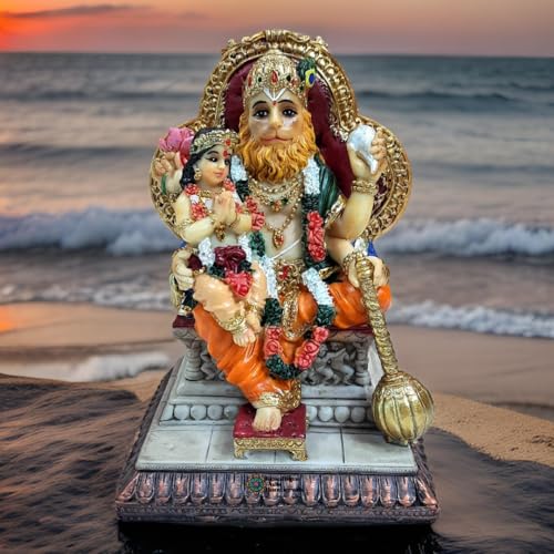 Image of Marble Narasimha with Prahlad Idol Murti | Handcrafted Decorative Statue for Home Temple, Living Room, Office Desk, Spiritual Gift (14 CM), Multicolor