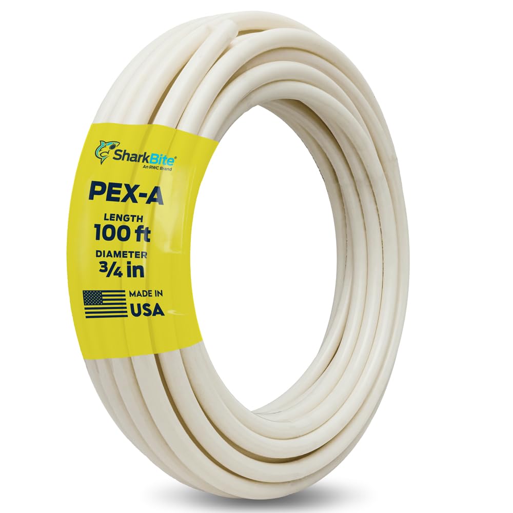SharkBite 3/4 Inch x 100 Feet White PEX-A, Made in the USA, Flexible Water Pipe Tubing for Plumbing, UA70W100