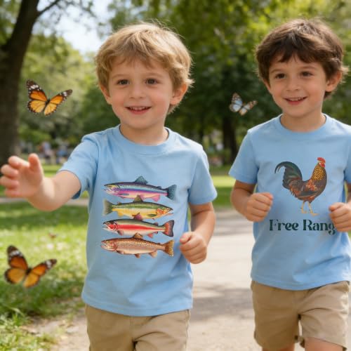 Image of Kids Short Sleeve Tees Toddler Crewneck T-Shirts Boys Girls Dino Raccoon Excavator Silly Goose Flower Girl Tops 2-7 Years