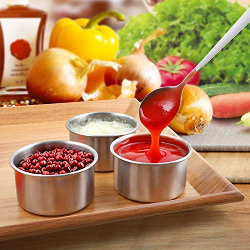 Sukki Stainless Steel Condiment Containers - 3 X 3.4Oz Salad Dressing Containers With Food Grade And Leakproof Silicone Lids - For Snacks, Desserts, Souffle, Baby Food #TOP3