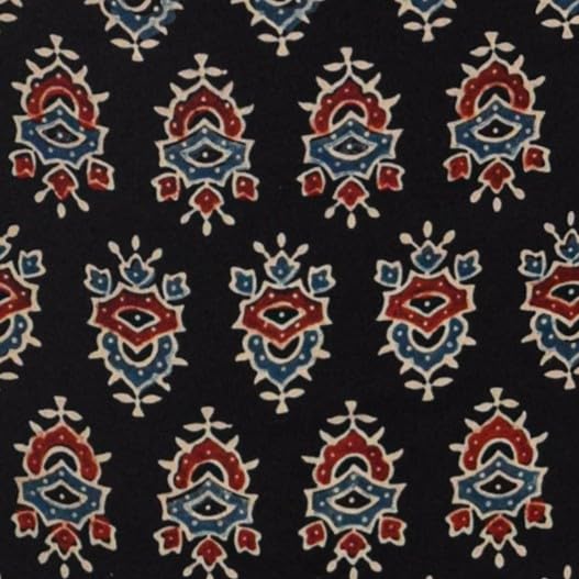Image of Ethnics of Kutch Womens's Ajrakh Modal Silk Natural Dye Hand Block Print Unstitched Kurta Fabric