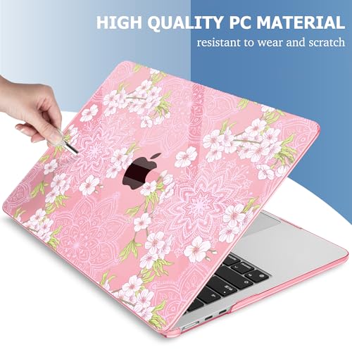 Image of Mektron Case for 2026 MacBook Air 13-inch M5 Laptop A3449 with 13.6-inch Liquid Retina Display, 2025 2024 2022 M4 /M3 /M2 MacBook Air 13 inch Hard Shell Cover, Model A3240 A3113 A2681, Blossom Sakura-Pink