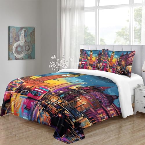 Housse de couette Londres 3D imprimée en microfibre King - 5