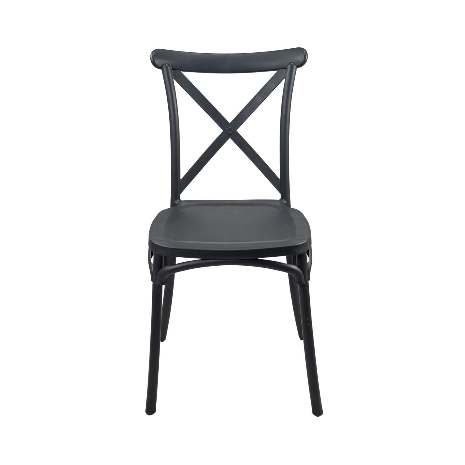 7H SEVEN HOUSE Silla para Catering Apilable Charlotte, Fibra de Vidrio, Gris Oscuro, 50x44x87.5cm