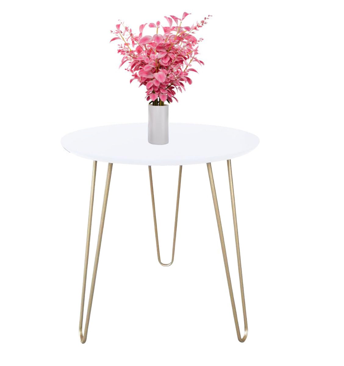 M&H Round Side Table, Small Coffee Side Table, End Side Tables for Living Room, Bedroom, sofa Side Tables Bedroom, Small Tables/Nightstand with Golden Metal Legs, Modern Bedside Table (Marble)