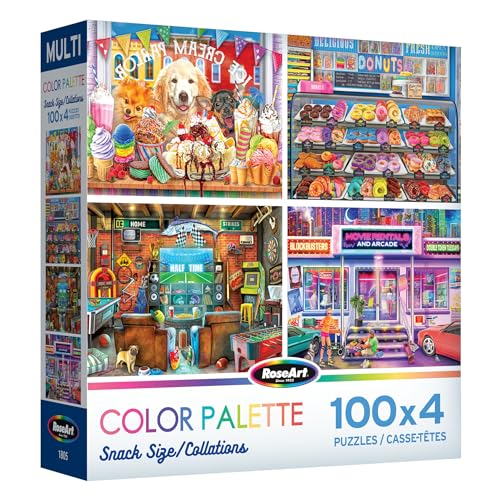 RoseArt - Set de rompecabezas tamaño snack - Paleta de colores - 4 rompecabezas de 100 piezas para adultos miniatura 4