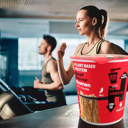 Image of Hethstia High Protein (32g) Ramen Noodle 6-Pack Instant Beef Soup Cup | Plant-Based, Vegan, Non-Fried, Non-GMO, Low Fat, Ready in Minutes, Convenient Everyday Meal Option