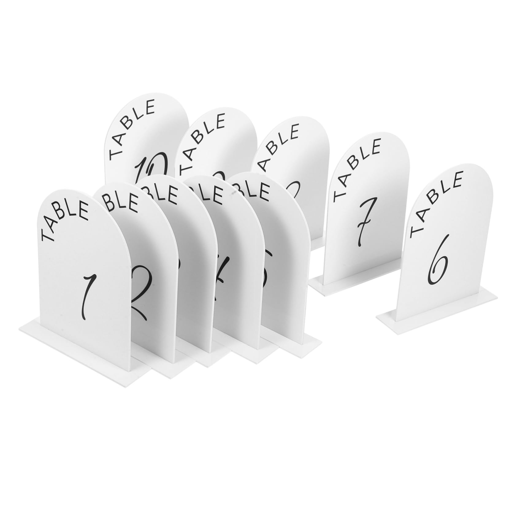 ibasenice Sleek Acrylic Table Number Holders Base 1-10 for Wedding White Event Table Numbers Decor