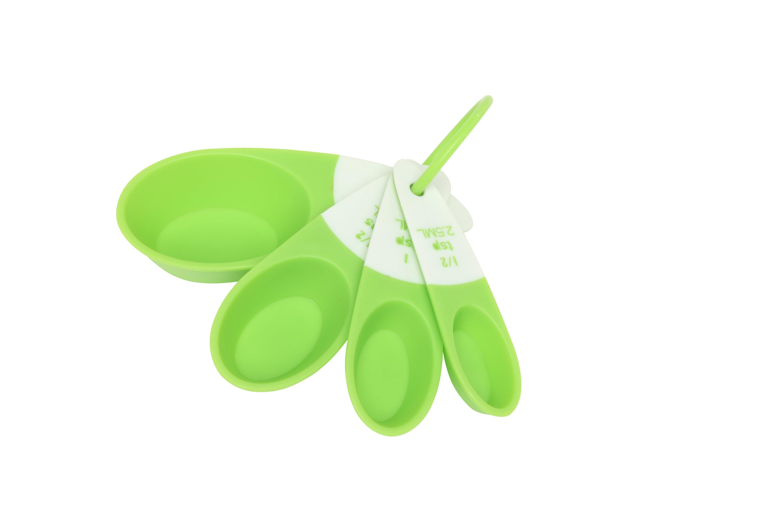Wiltshire Classic Measuring Spoons, Set of 4, Nest of Spoons, Stackable with Loop, 1/2 TSP, 1 TSP, 1/2 TBS and 1 TBS, 12x4x3.5cm, Green