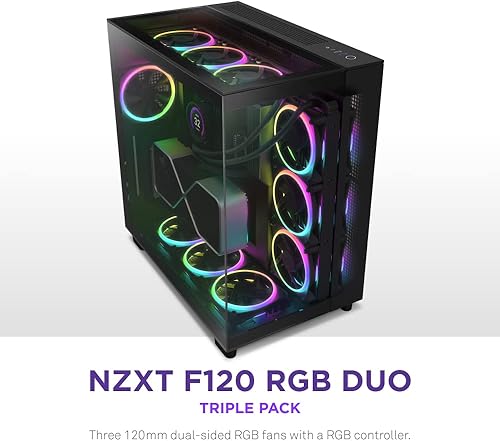 Miniatura 2 de NZXT Paquete triple F120 RGB Duo - 3 ventiladores RGB de doble cara de 4.724 in con controlador RGB - 20 LED direccionables individualmente - Flujo