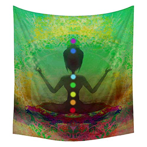 Image of ArtzFolio Yoga Lotus Pose Velvet Fabric Painting Tapestry | Wall Art Hanging 24 x 26.7 inch (61 x 68 cms)