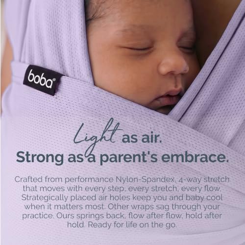 Image of Boba Baby Wrap Carrier Purple Mesh | Lightweight Baby Sling Carrier for Newborn (7-35 lbs), Summer Baby Wrap for Active Parents