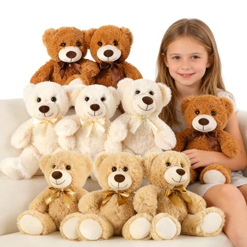 MaoGoLan 9 Pack Bulk Teddy Bears Stuffed Animals 14 inch Plush Teddy Bear Stuffy Gift for Valentines Christmas Mother's Day Girls Birthday Baby Shower Decor (Machine Washable)