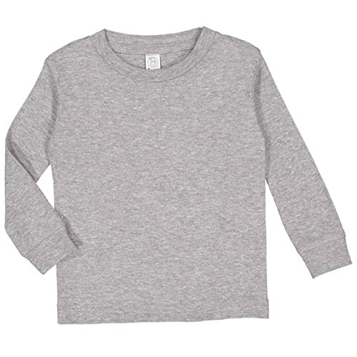 RABBIT SKINS 100% Combed Ringspun Cotton Toddler Long Sleeve Baby Rib Pajama Top, Heather, 4T