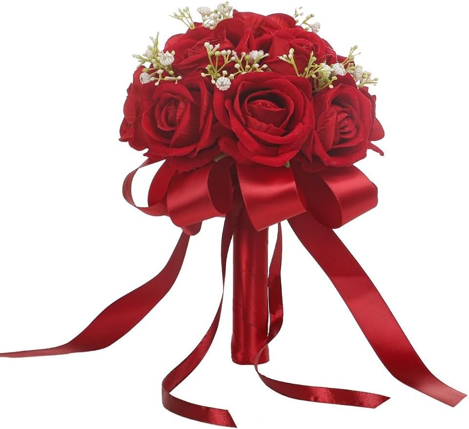 EUBUY Red Rose Bouquet Bride Holds Bouquet Mock Rose Bouquet Hand-Held Bouquet Party Church Wedding