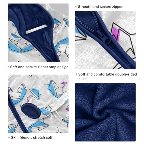 Origami Boat Girls Fleece Jacket Girls Fall Jacket Girls Zip Up Hoodie Girls Sherpa Jacket 2-10T3