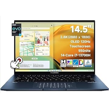 Asus Notebook Zenbook fino OLED de 14,5/2,8 K mais recente 2023, Intel Evo i7-13700H 14 núcleos, 550 nits 120Hz 100% DCI-P3, Thunderbolt 4, Widnows 11 Home, com HDMI (16 GB LPDDR5 RAM | SSD PCIe de 2