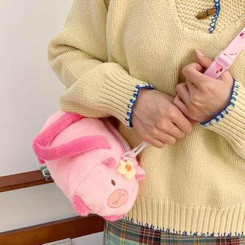 Y2K Cute Plush Capybara Panda Crossbody Bag for Women Funny Pink Mini Cartoon Shoulder Bag Daypack Handbag for Travel2