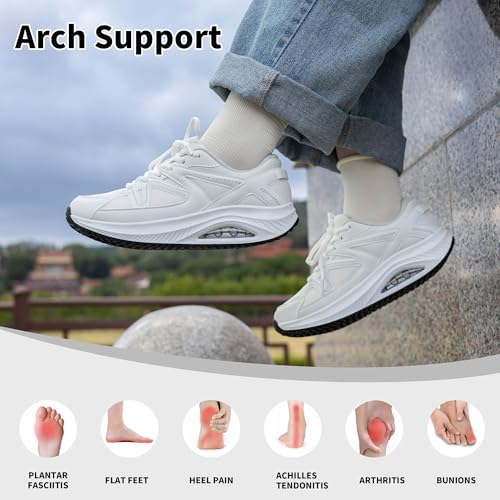 Image of SURRAY Womens Walking Shoes for Plantar Fasciitis, Arch Support Orthotic Sneakers Comfortable Tennis Shoes for Foot Pain Relief PinkGrey US Size 6-11
