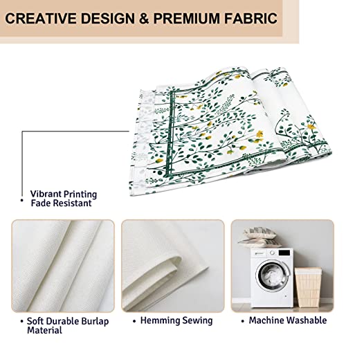 Procida Summer Green Leaf Table Runner Floral Leaves Buflap Table Runners Seasonal Holiday Party Kitchen Indoor Outdoor Dinning Decor 13X72 Inch #TOP4
