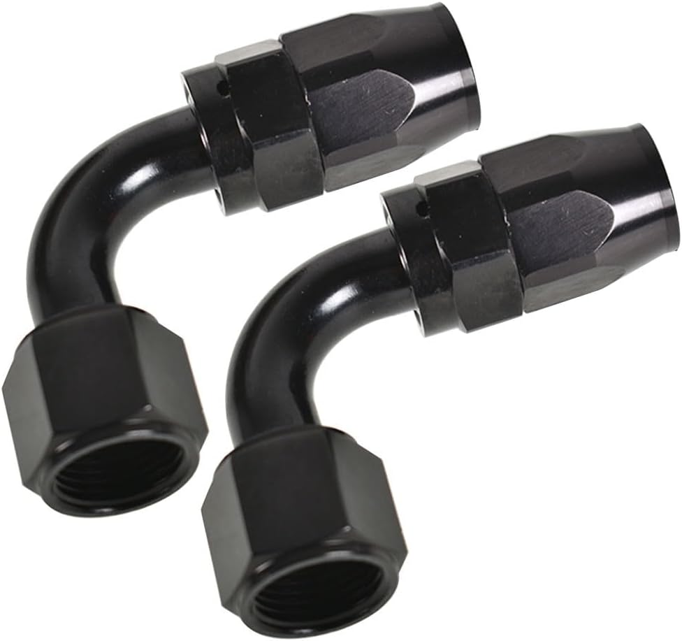 2Pcs For 10AN AN10 90° 90 Dgree Fuel Swivel Fitting Hose End Oil Fuel Adaptor BlackOEM Genuine Replacement