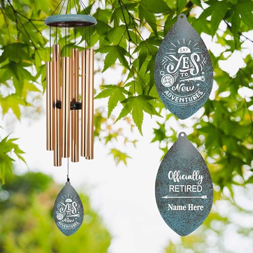 Image of ASTARIN Personalized Happy Retirement Wind Chimes, Tree of Life Retirement Wind Chimes Gifts for Women /Men Teacher Coworker 2025, Going Away Farewell Gifts, Deep Tone Larde Wind Chime