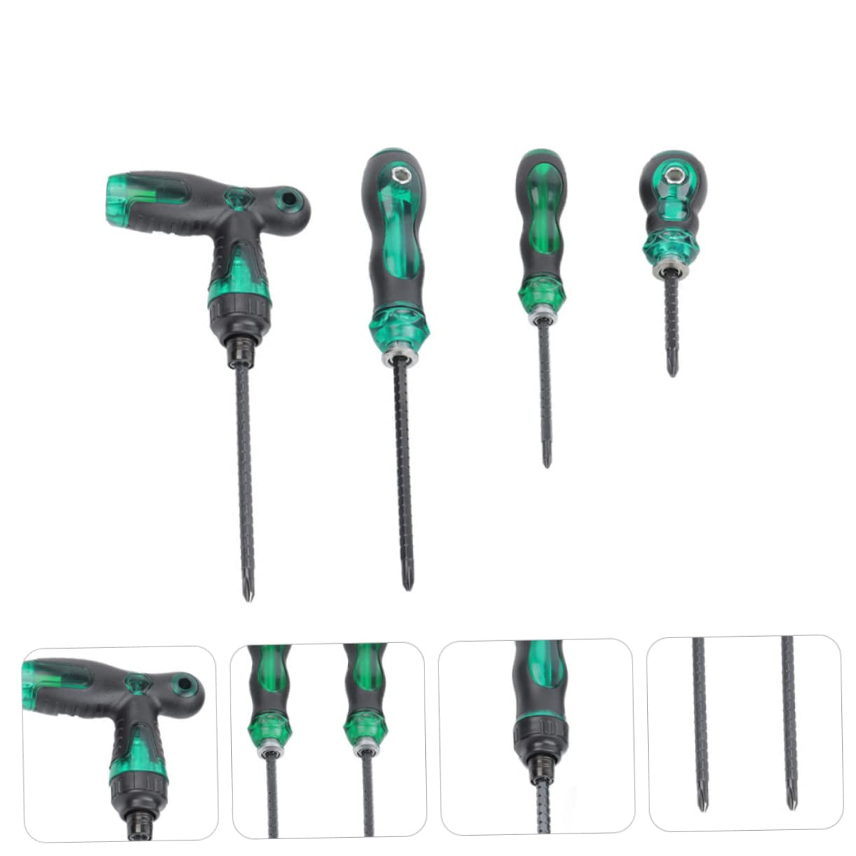 NUOBESTY 2 Set Cacciaviti Antiscivolo Testa Piatta Telescopico Chiave Precisione Cacciavite A Cricchetto A Taglio Cacciavite 2 in 1 Cacciaviti A Cricchetto Manico in Pp Nero 4 Pezzi*2