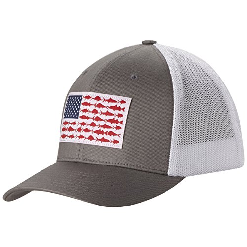Columbia Pfg Mesh Ball Cap, Titanium/Fish Flag, Small/Medium #TOP2