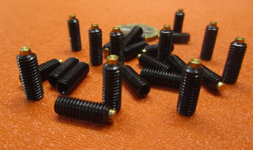 Black Oxide Steel Brass Tip Set Screw 10-32 x .500" (1/2") Thread Length 25 pcs