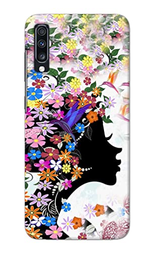 Image of Printed Hard Back Cover Case for Samsung Galaxy A70 | Samsung Galaxy A70s Back Cover (Floral Hairstyle Girl) -1803