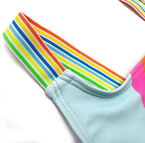 SHEKINI Toddler Baby Girls Rainbow Two Piece Swimsuit Sport Athletic Bikini Sets3