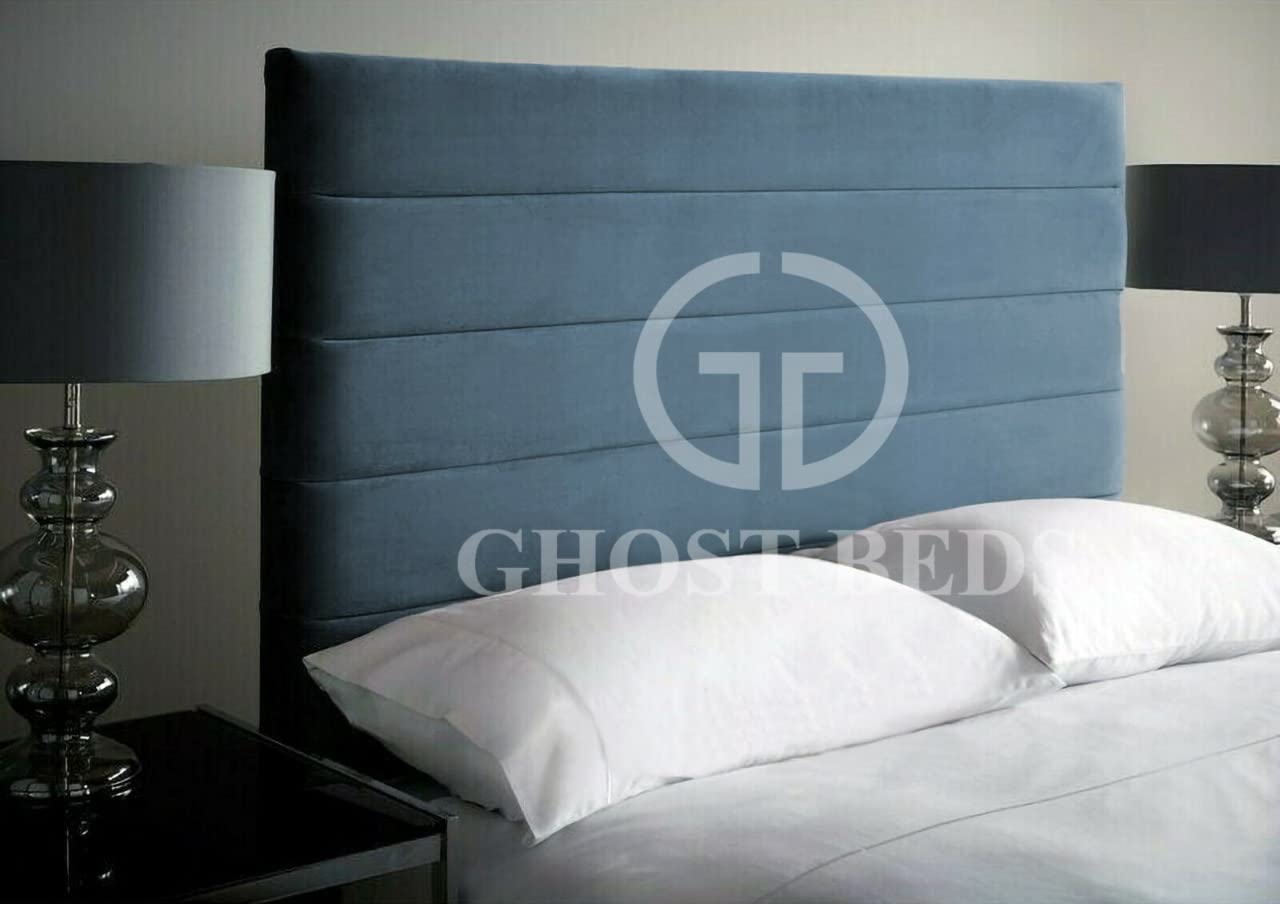 GHOST BEDS Horizontal 4 Panel Plush Velvet 24" Headboard *Colours Red Plush Velvet, 3ft6 Large Single (105 x 190 cm)