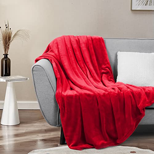 RUIKASI Plaid Coperta Pile Singolo - Coperta Calda Invernale per Divano e Letto Singola 130x150 cm Pile di Flanella Morbida Rosso, Fleece Blanket for Sofa and Couch