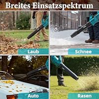 Traumheim Akku Laubbläser, 3-Gang Kabelloser Elektrischer Laubbläser mit 2X 4.0Ah/21V Batterien, 1200m³/h Akkus Kabellos laubbläser für Garten, Laub, Staub & Schnee – Ansicht 8