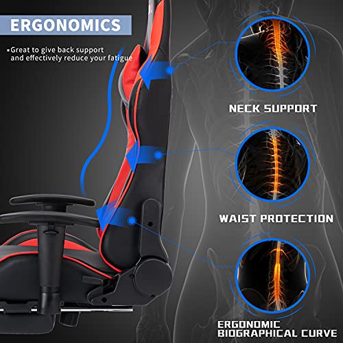 ALEAVIC-Silla-GamerSilla-Gaming-con-ReposapiesSilla-de-Oficina-Ergonomica-Silla-Racing-con-Respaldo-AltoRojo
