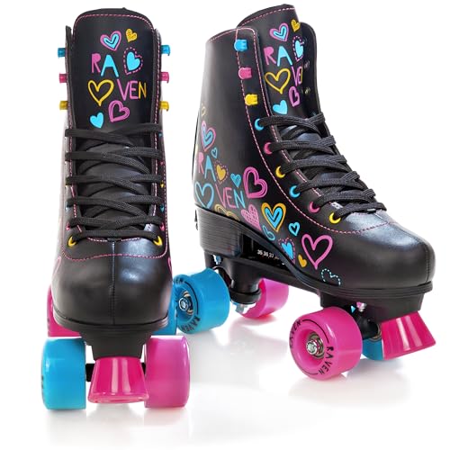 RAVEN Rollschuhe Roller Skates für Kinder Erwachsene Mädchen Damen verstellbar (Trista Black, 35-38 (22,5-24cm)) RAVEN Rollschuhe Roller Skates für Kinder Erwachsene Mädchen Damen verstellbar (Trista Black, 35-38 (22,5-24cm))