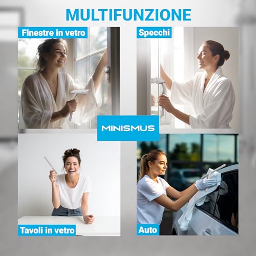 Minismus Tergivetro Per Doccia - Pulisci Vetri Porte E Finestre - Tergivetro Doccia Silicone - Pulisci Doccia Vetro, Bagno E Specchi - Senza Foratura, Supporto Incluso (Bianco, 21 Cm) - 7