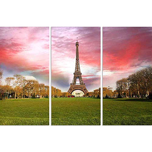 Image of ArtzFolio Spring Morning With Eiffel Tower, Paris, France Split Art Painting Panel On Sunboard 38.9 X 25.9Inch