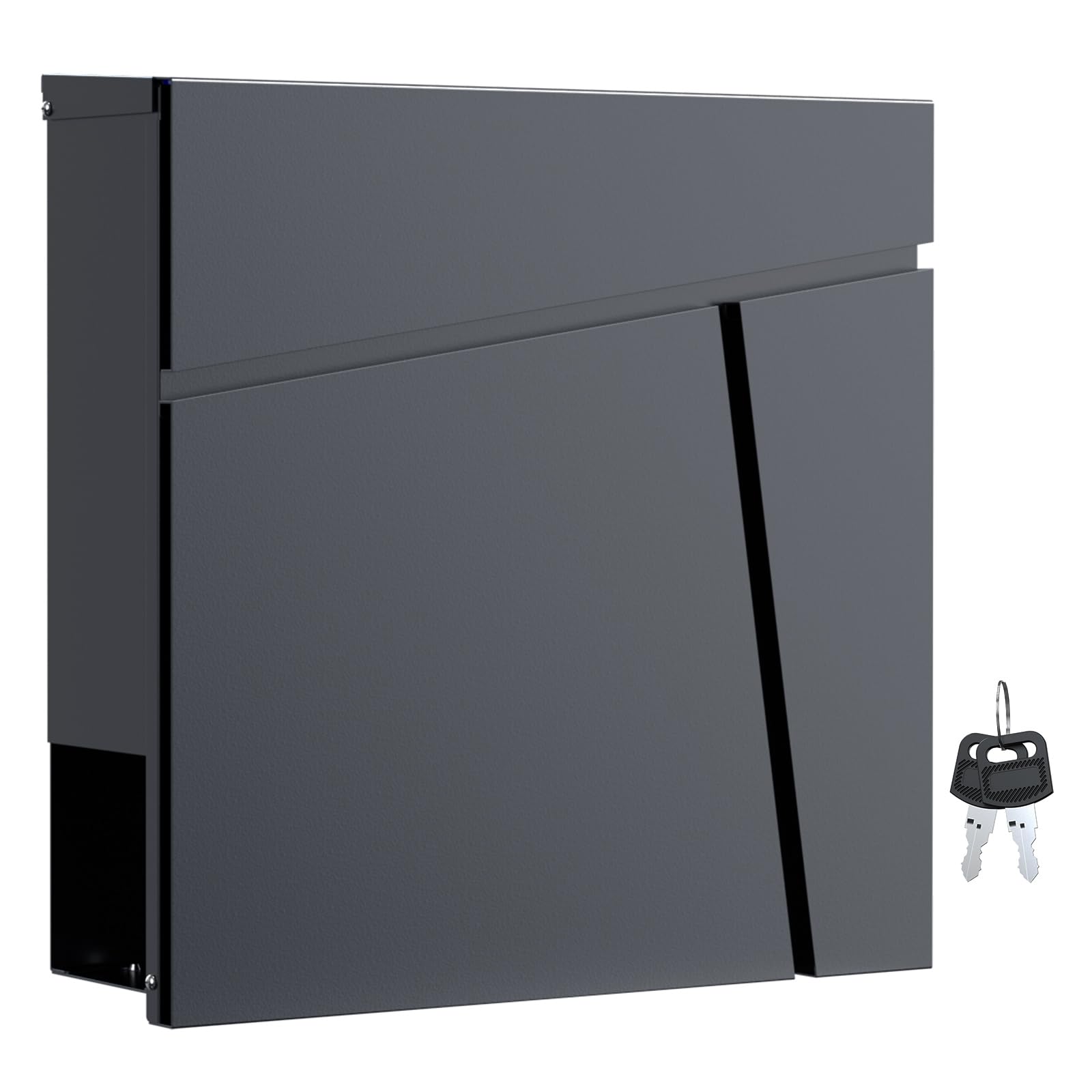Wiltec Dark Grey V23 Design Mailbox V23 Anthracite Newspaper Compartment Wall Letterbox Postbox Powder Coated