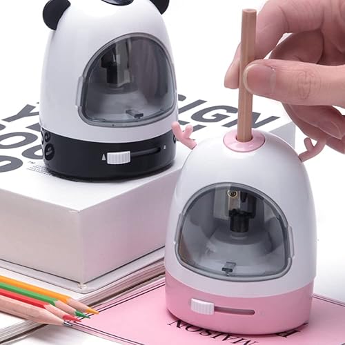 Miniatura 7 de Sacapuntas portátil automático multifuncional, de dibujos animados, funciona con pilas, sacapuntas para oficina, escuela, suministros para el hogar