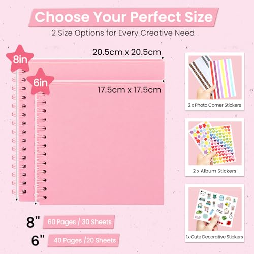 DazSpirit Scrapbook Photo Album, 8-inch Personalized Photo Book, DIY Memory Album With 5 Album Stickers - Image 2